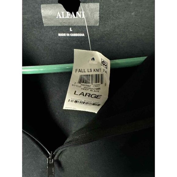 Alfani Black 3/4 Zip Men's Pullover Collared NWT Size Large - Picture 2 of 3